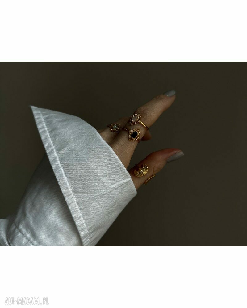 pierścionki: Złoty pierścionek z agatem r. 10 autorskie