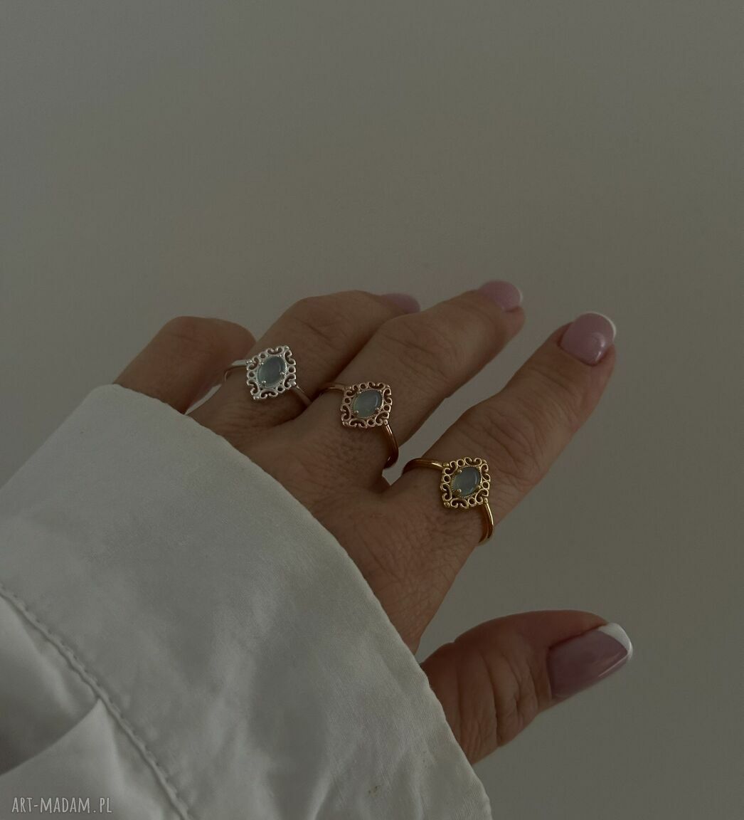 pierścionki: Złoty pierścionek z agatem r. 10 autorskie