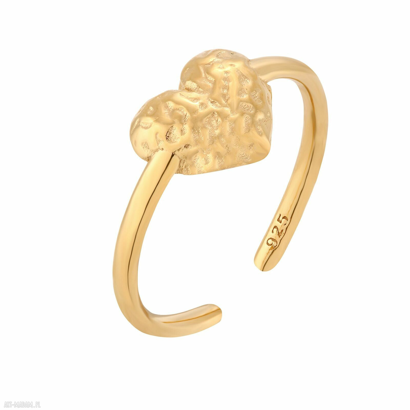 Złoty pierścionek gniecionym sercem serduszko serce