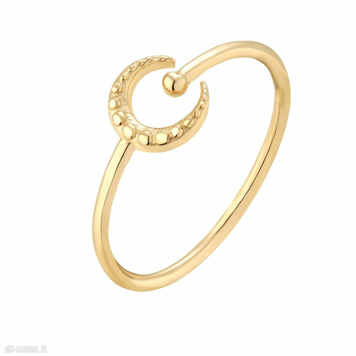 Złoty pierścionek z księżycem - srebro 925 pozłacane 24k, handmade SOTHO