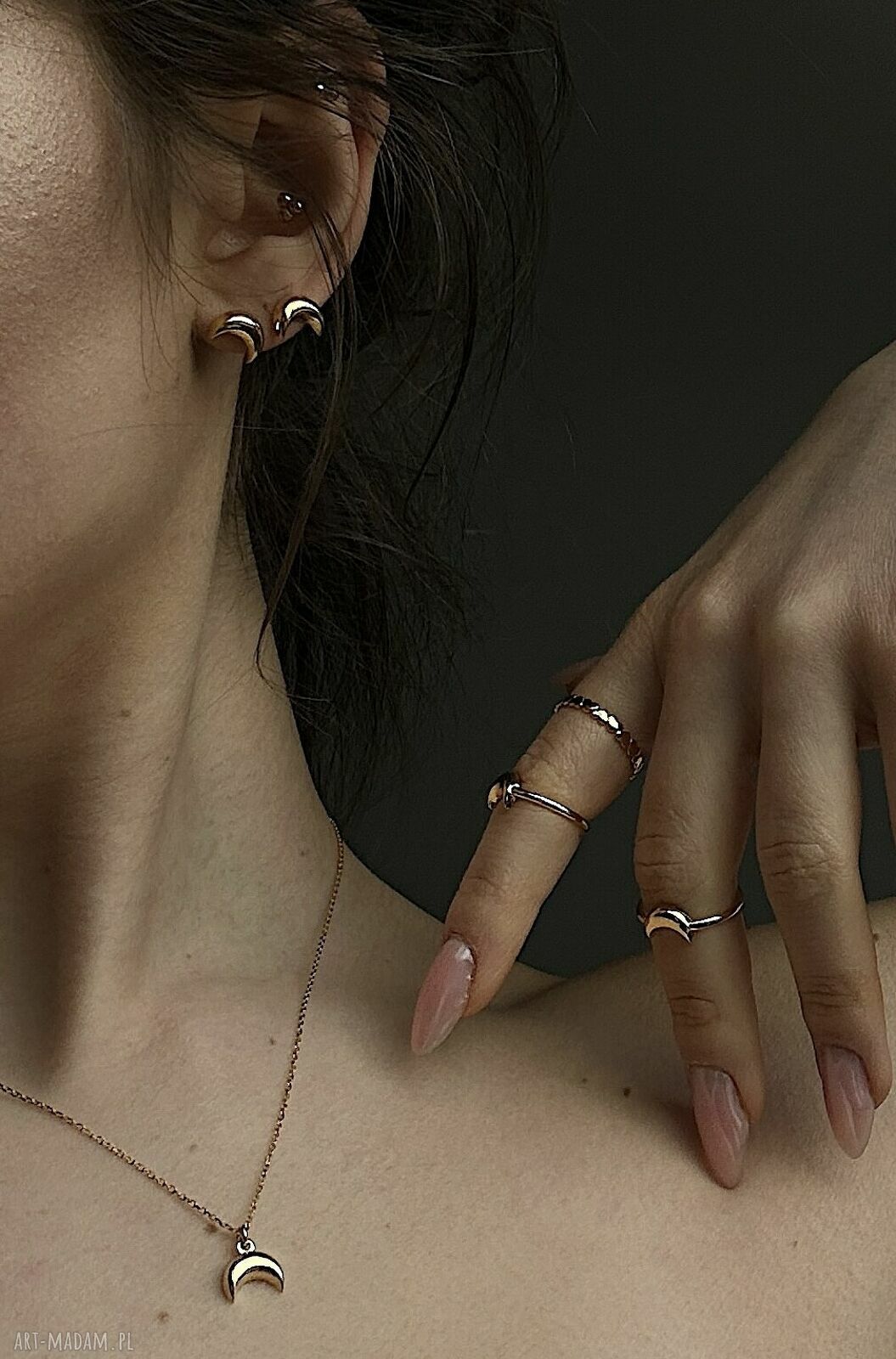 pierścionki: Złoty pierścionek z księżycem Autorskie