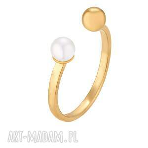 sotho złoty pierścionek z kuleczką i białą