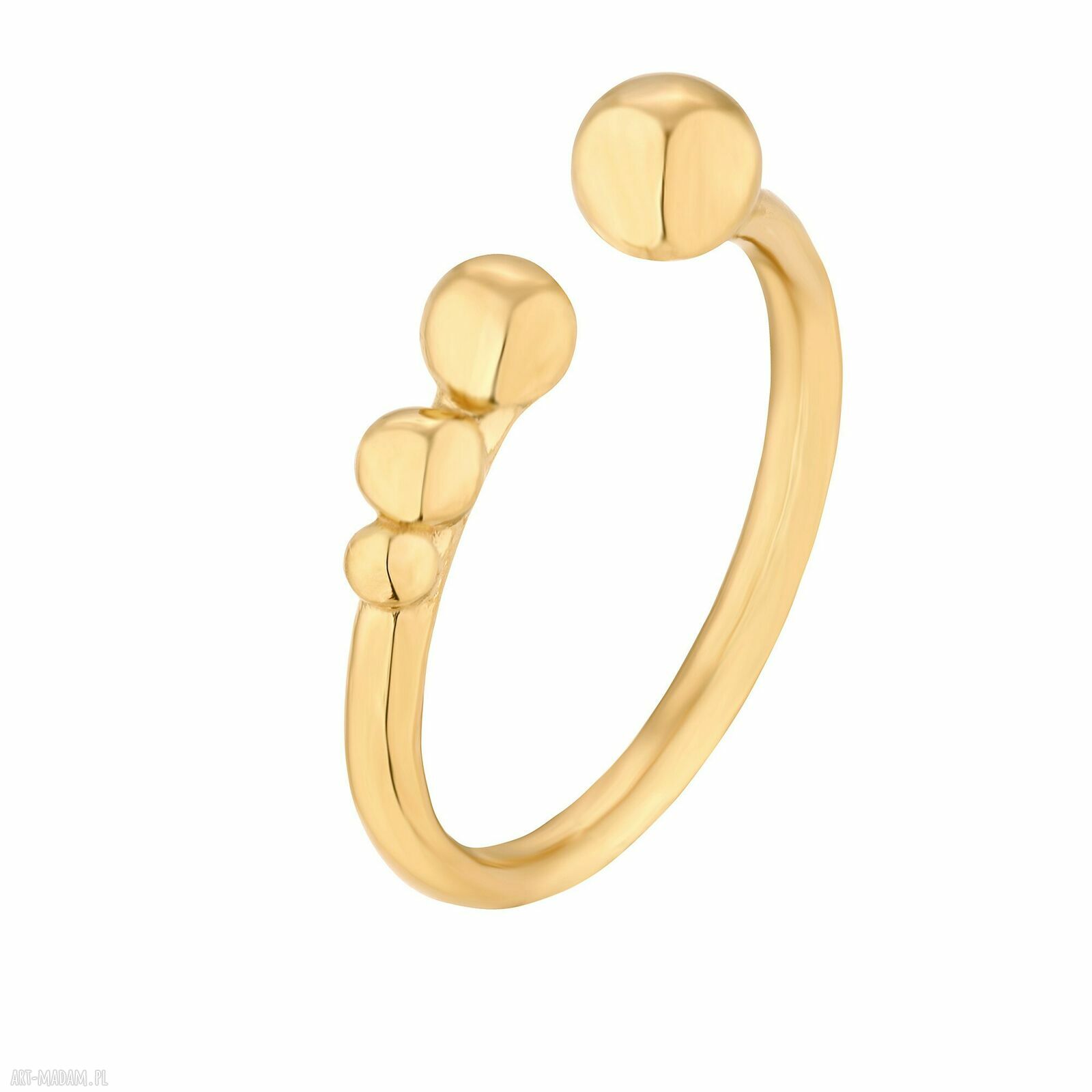 Złoty kuleczkami pierscionek pozłacany kulki