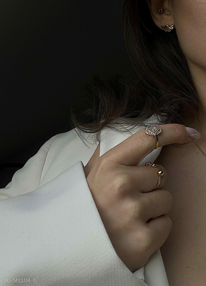 pierścionki: Złoty pierścionek z kuleczkami HandMade