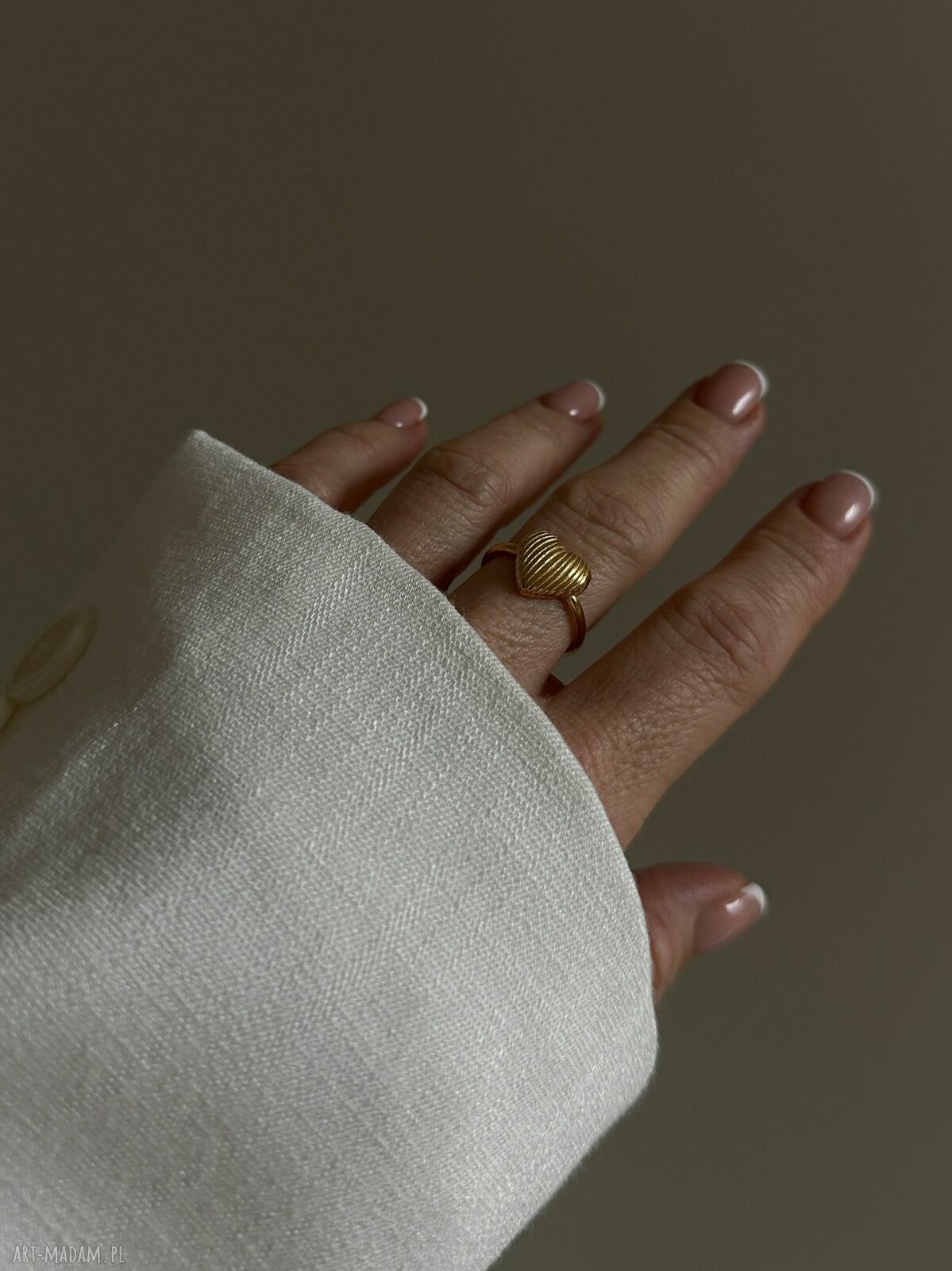 pierścionki: Złoty pierścionek z sercem Ręcznie wykonane