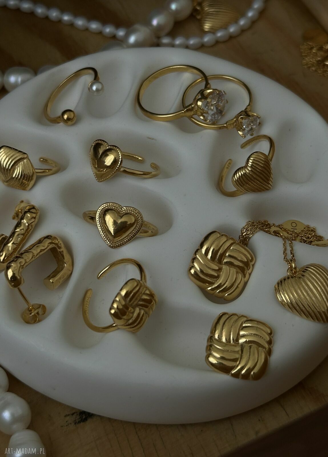 pierścionki: Złoty pierścionek z sercem Ręcznie wykonane