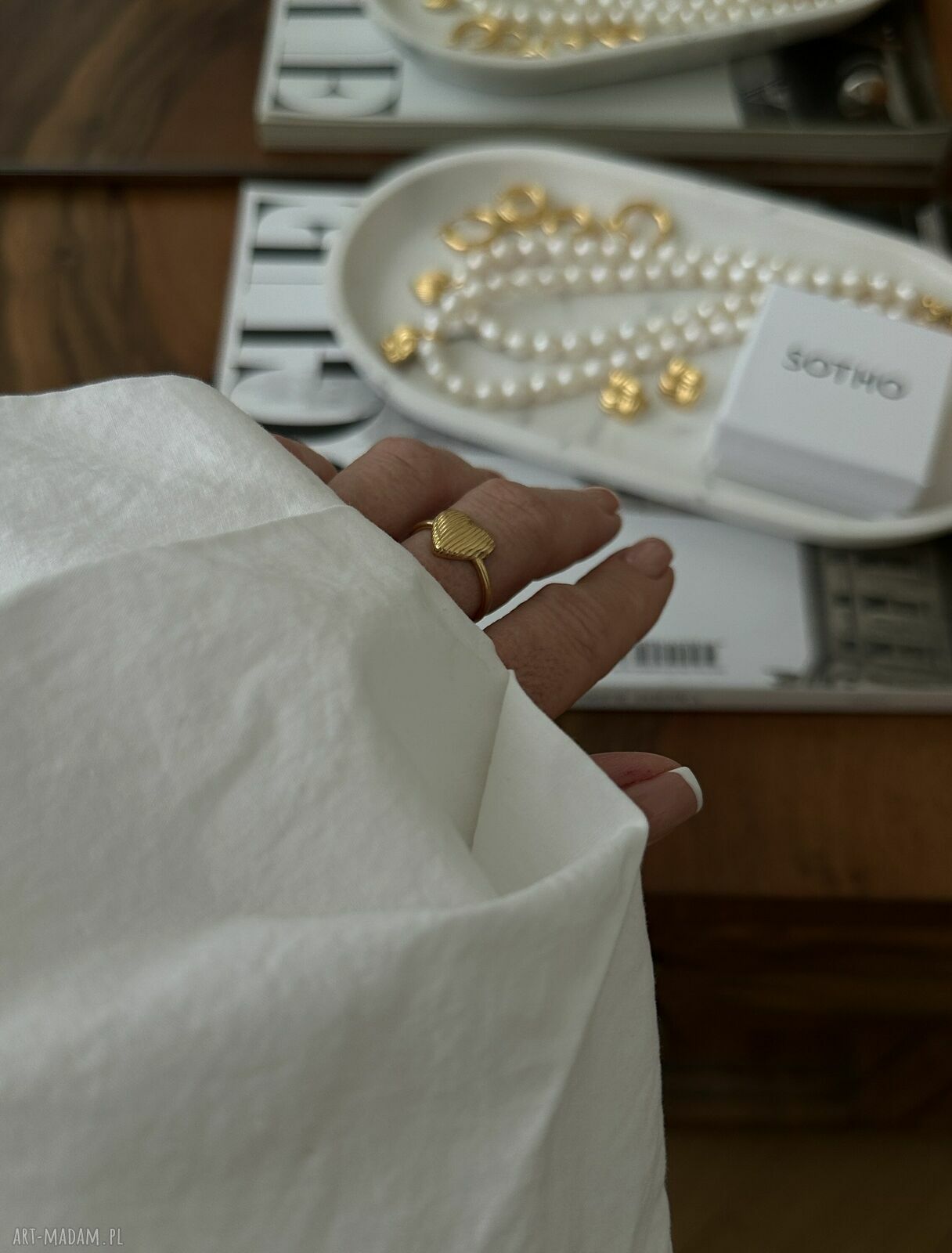 pierścionki: Złoty pierścionek z sercem Ręcznie wykonane