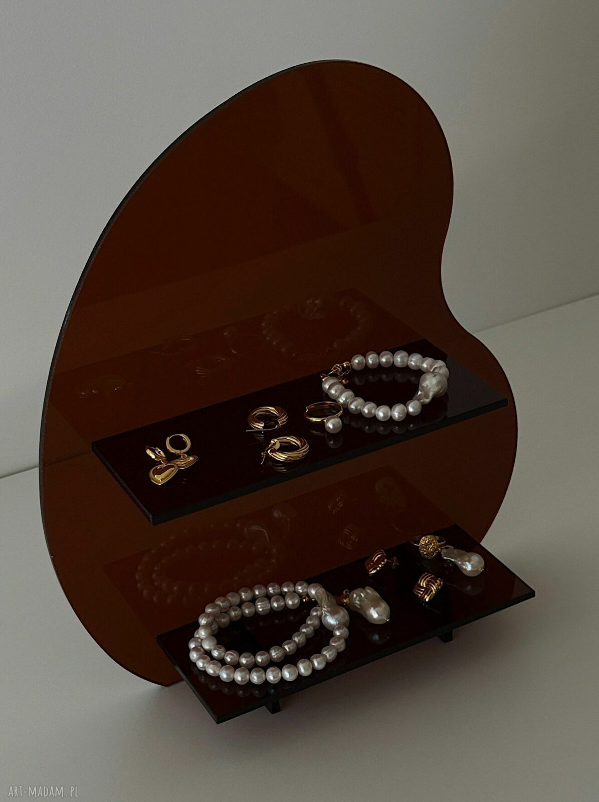 Złoty pierścionek z perłą White SWAROVSKI® CRYSTAL