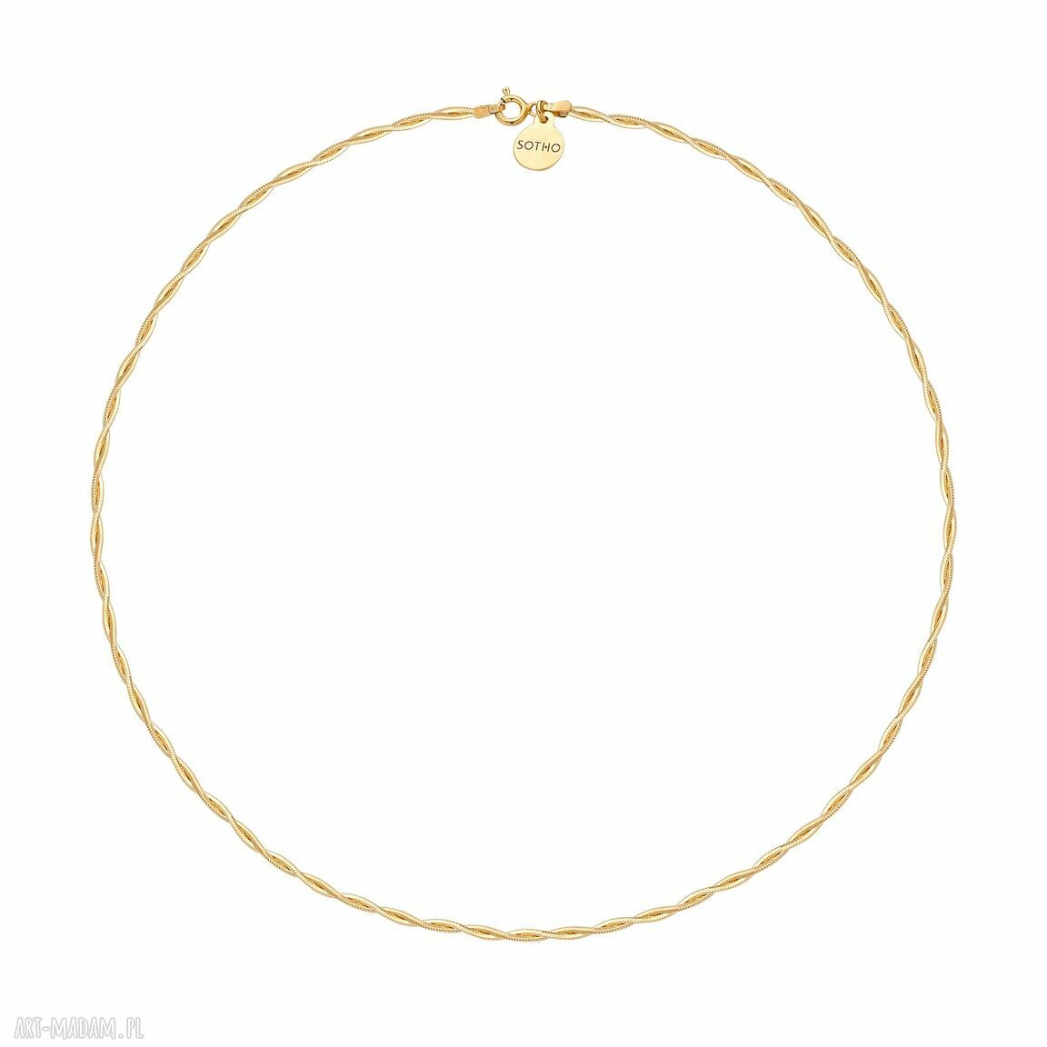 Złoty pleciony naszyjnik delikatny elegancki łańcuszek pozłacany