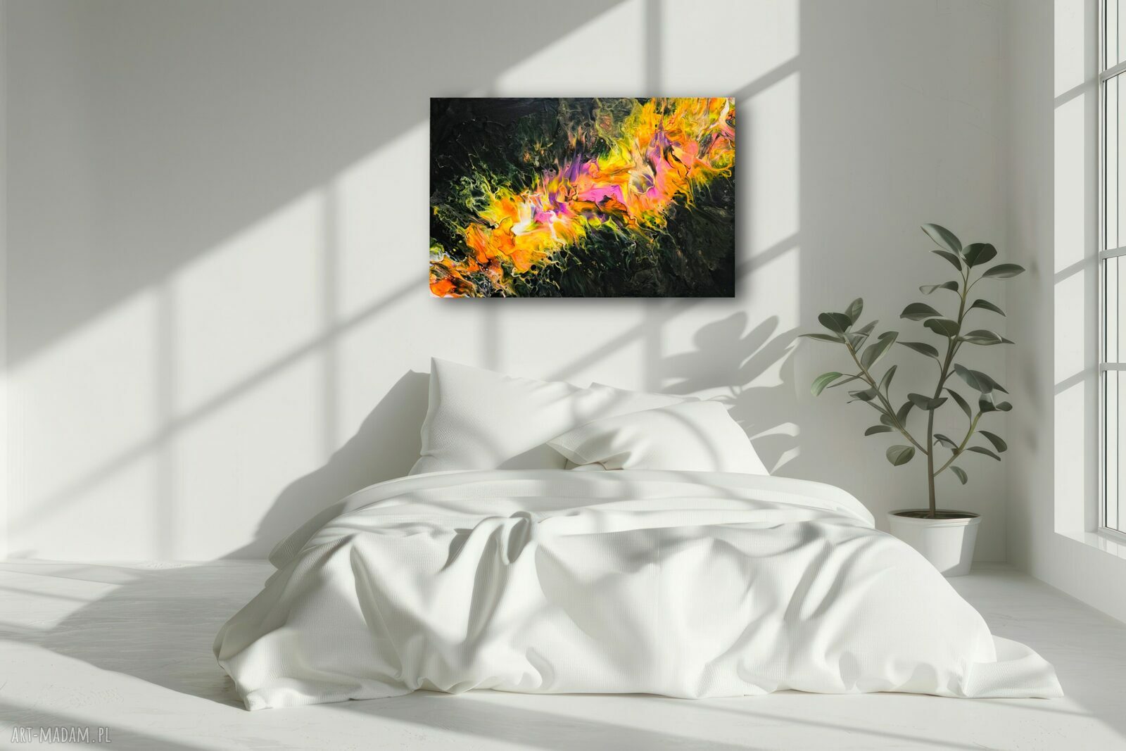 „Złoty Przepływ Energii” - abstrakcyjny obraz ręcznie malowany 40x60 cm
