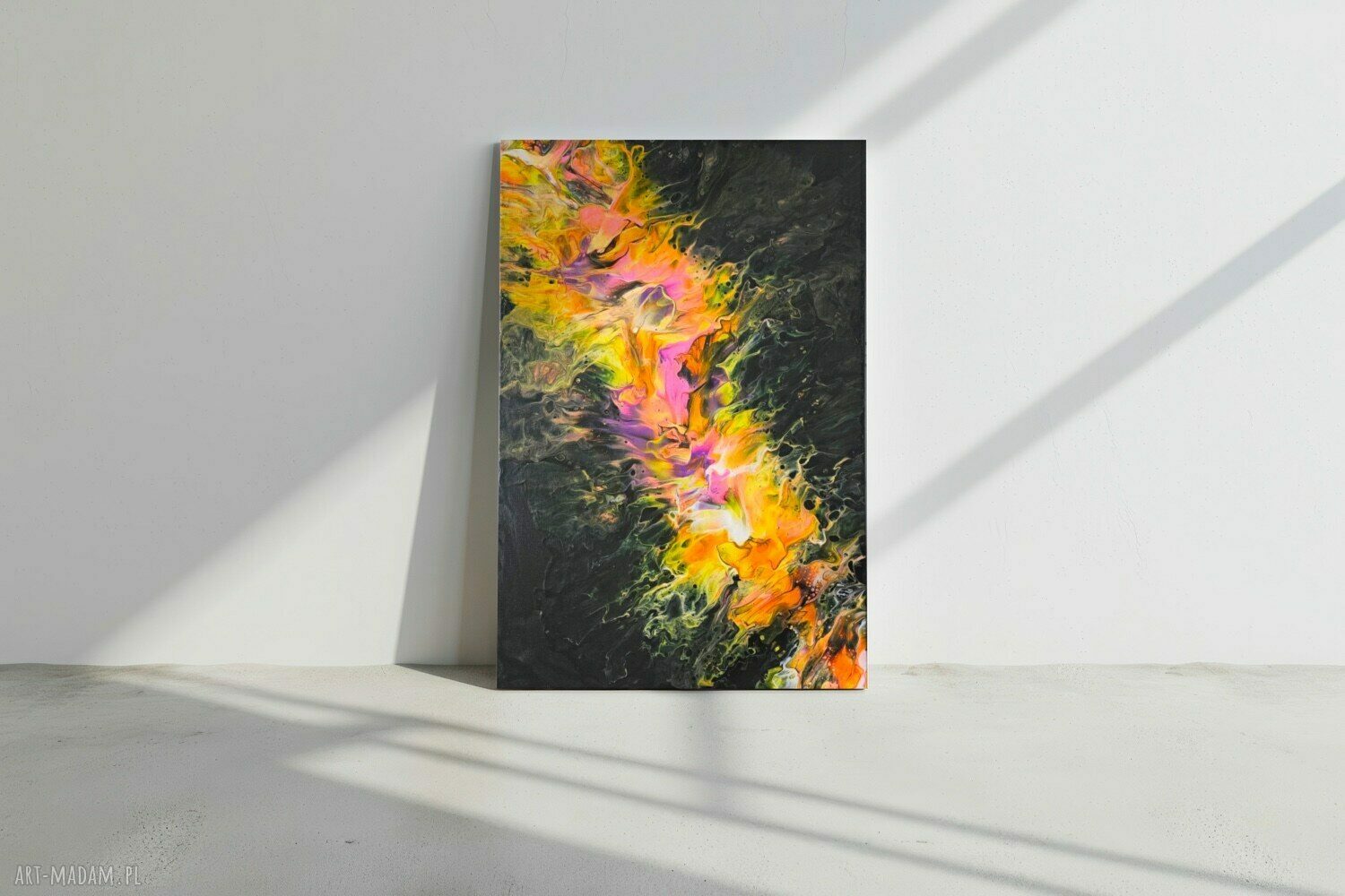 „Złoty Przepływ Energii” - abstrakcyjny obraz ręcznie malowany 40x60 cm