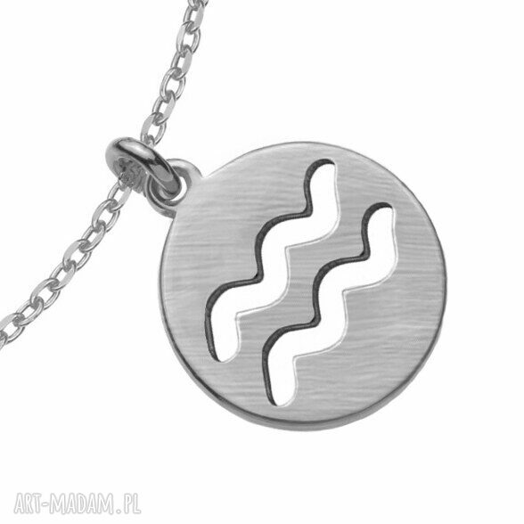 bransoletki: Srebrna matowa bransoletka z zodiakiem Wodnika ręczne wykonanie
