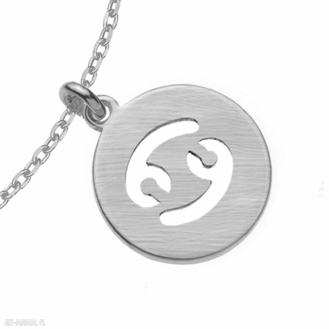 bransoletki: Srebrna matowa bransoletka z zodiakiem Raka ręcznie wykonane