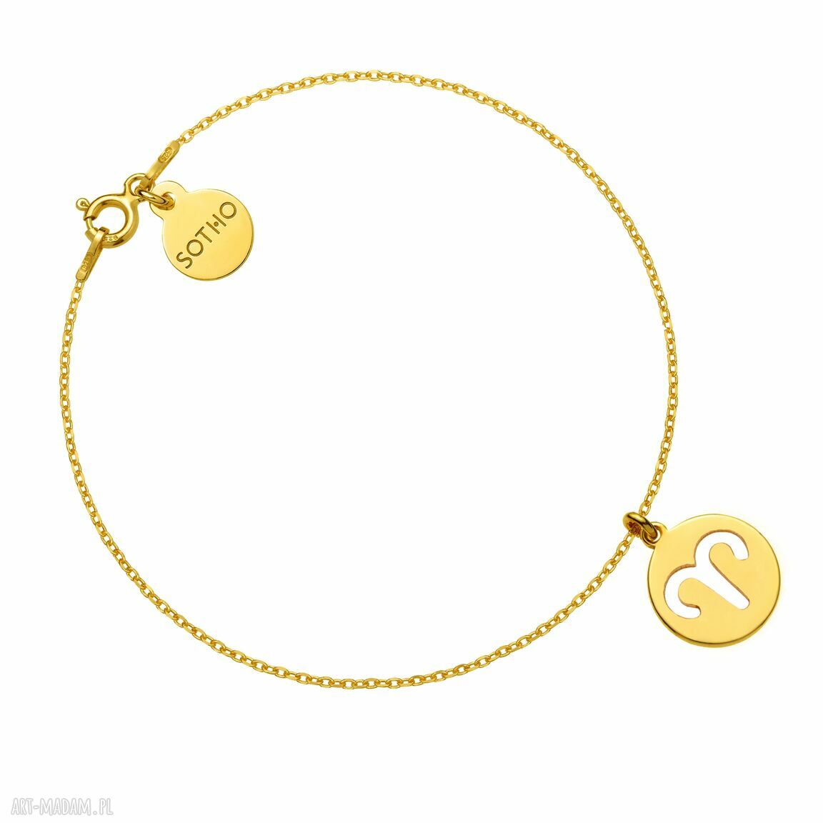 Złota bransoletka z zodiakiem Barana SOTHO - srebro 925 powlekane 24K