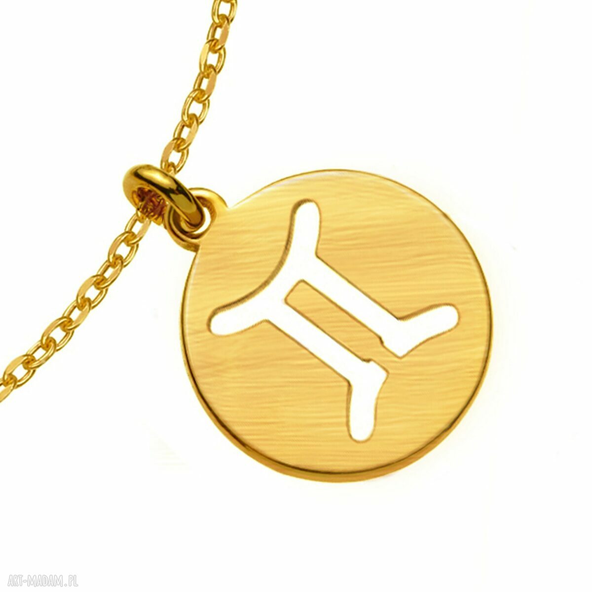 bransoletki: Złota matowa bransoletka z zodiakiem Bliźniąt Ręczne wykonanie