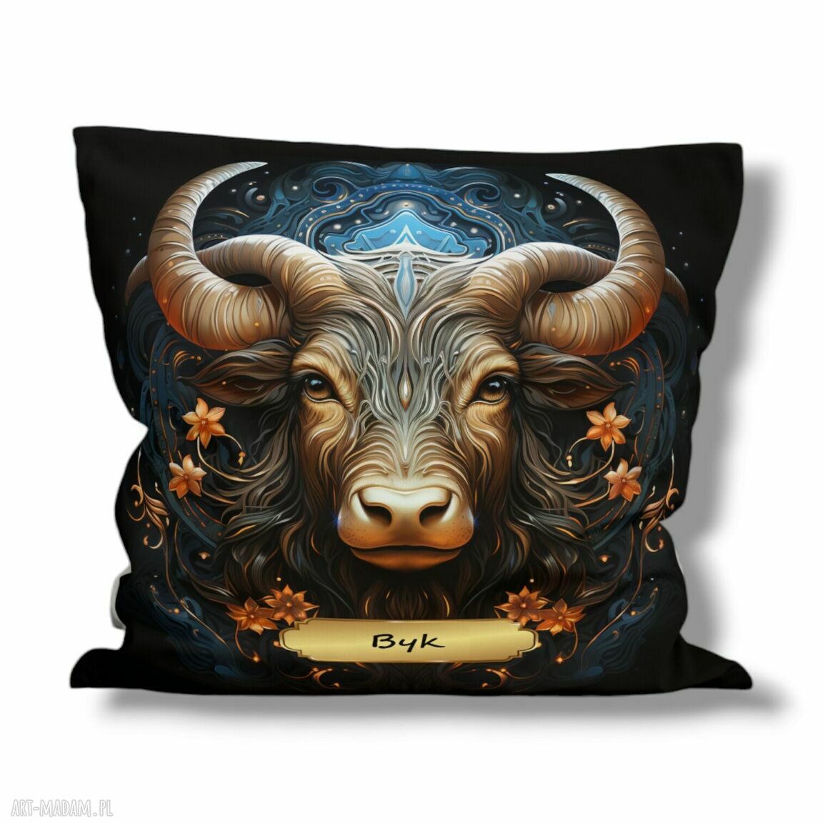 Poduszka znaki zodiaku Byk (Taurus) 42x42 cm - welurowa minky, trwały nadruk