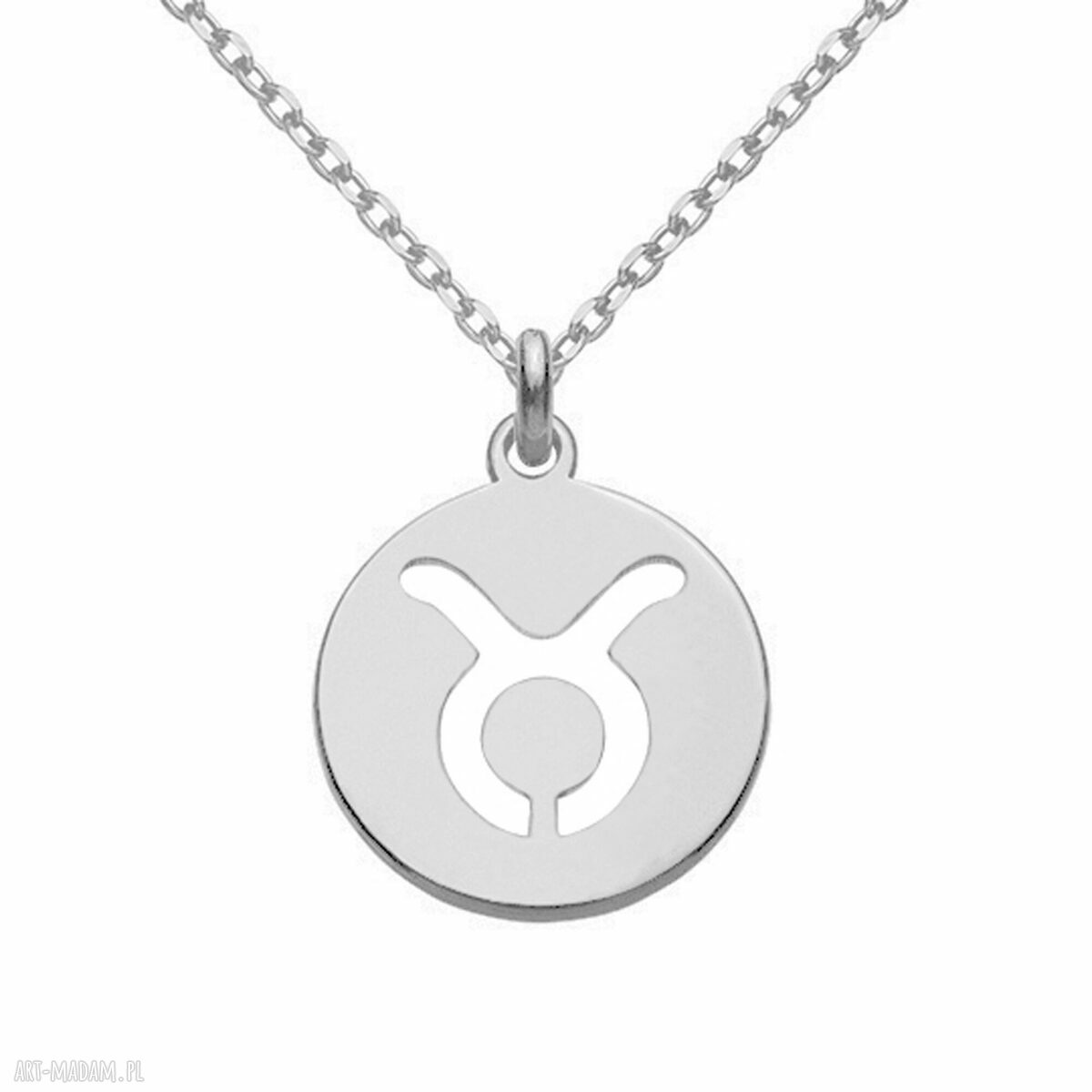naszyjniki: Matowy srebrny naszyjnik z zodiakiem Byka handmade