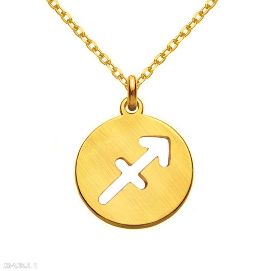 naszyjniki: Złoty matowy naszyjnik z zodiakiem Strzelca handmade