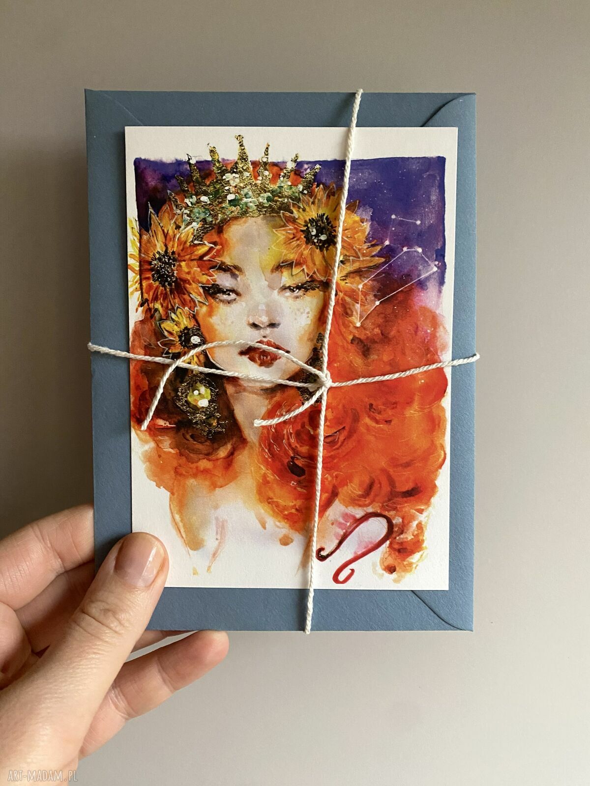 Zodiak Lew - wydruk w rozmiarze pocztówki A6, ilustracja znaku zodiaku