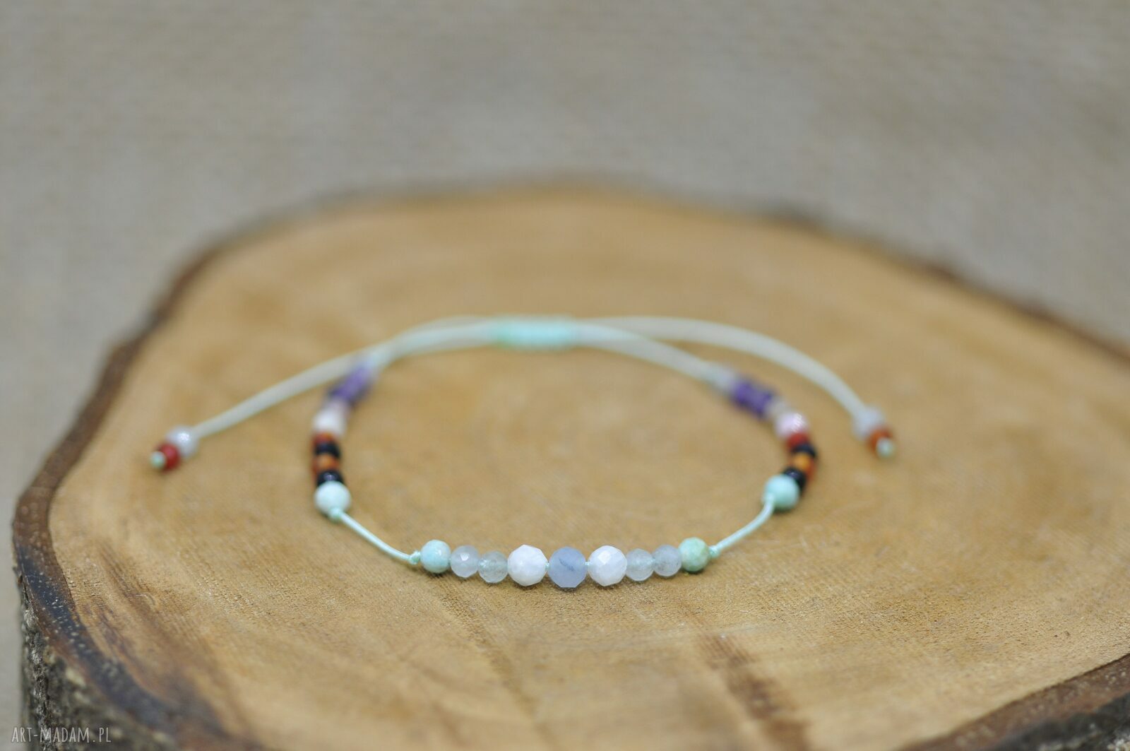 Bransoletka zodiakalna Ryby z kamieniami naturalnymi - handmade