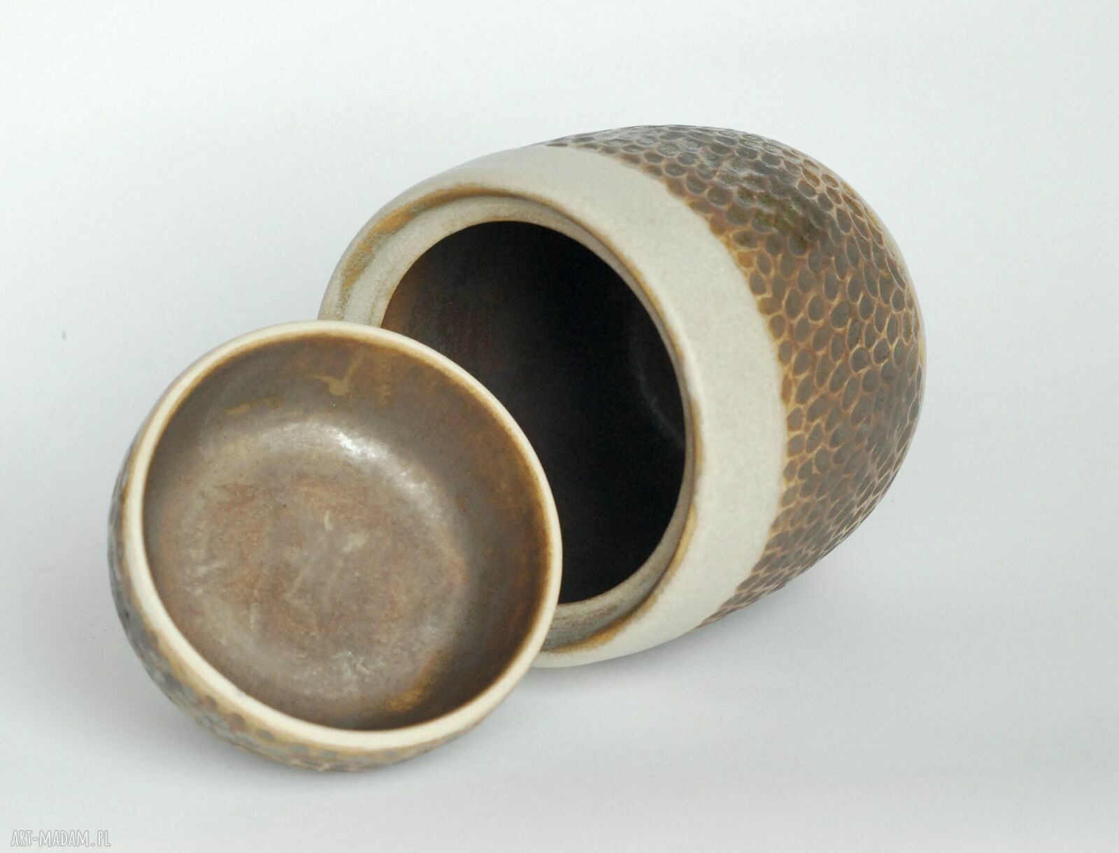 Ceramiczny pojemnik Żołądź - kolory ziemi, 350 ml (ręcznie toczony)