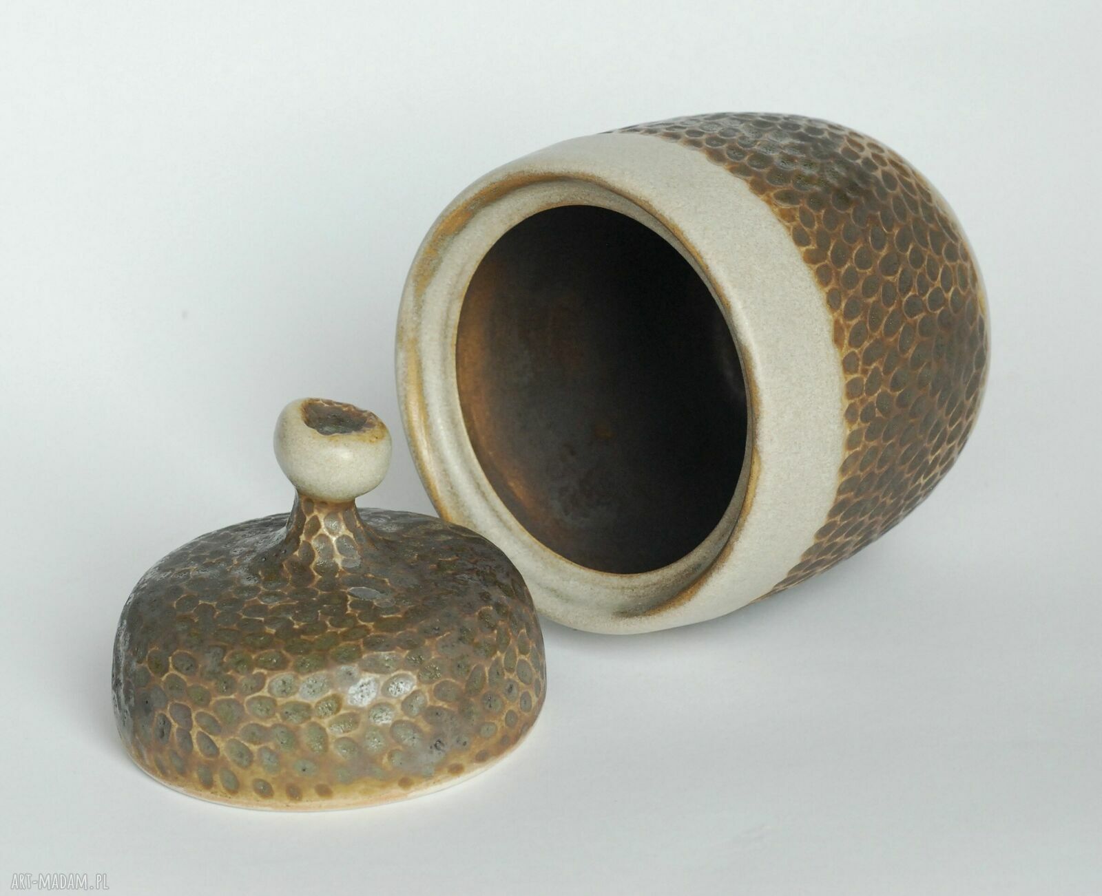 Ceramiczny pojemnik Żołądź - kolory ziemi, 350 ml (ręcznie toczony)