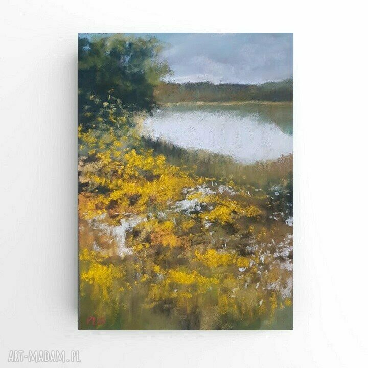 Żółta łąka - obraz pastelami suchymi 24/18 cm