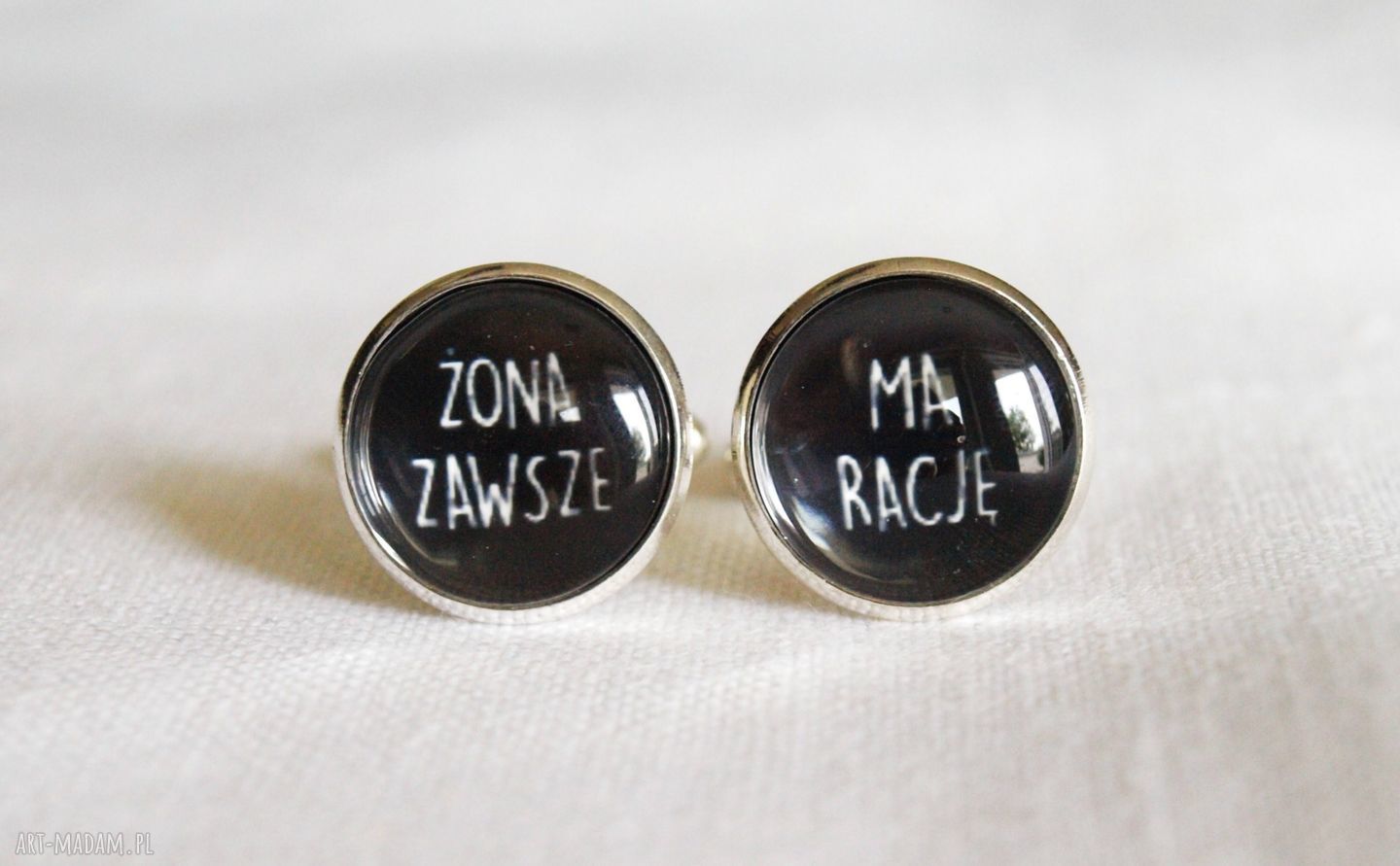 Spinki do mankietów „Żona ma rację” - ręcznie robione