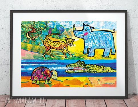 Zoo - kolorowy plakat zwierzęta dla dzieci 21x30 do pokoju