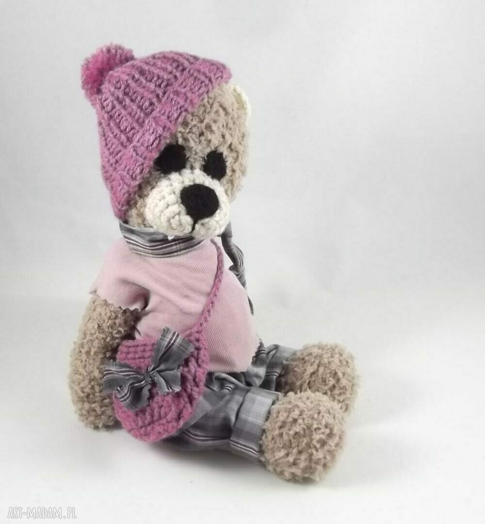ZOSIA - szydełkowa misia w ubranku z personalizacją (34 cm)