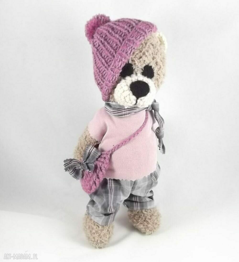ZOSIA - szydełkowa misia w ubranku z personalizacją (34 cm)