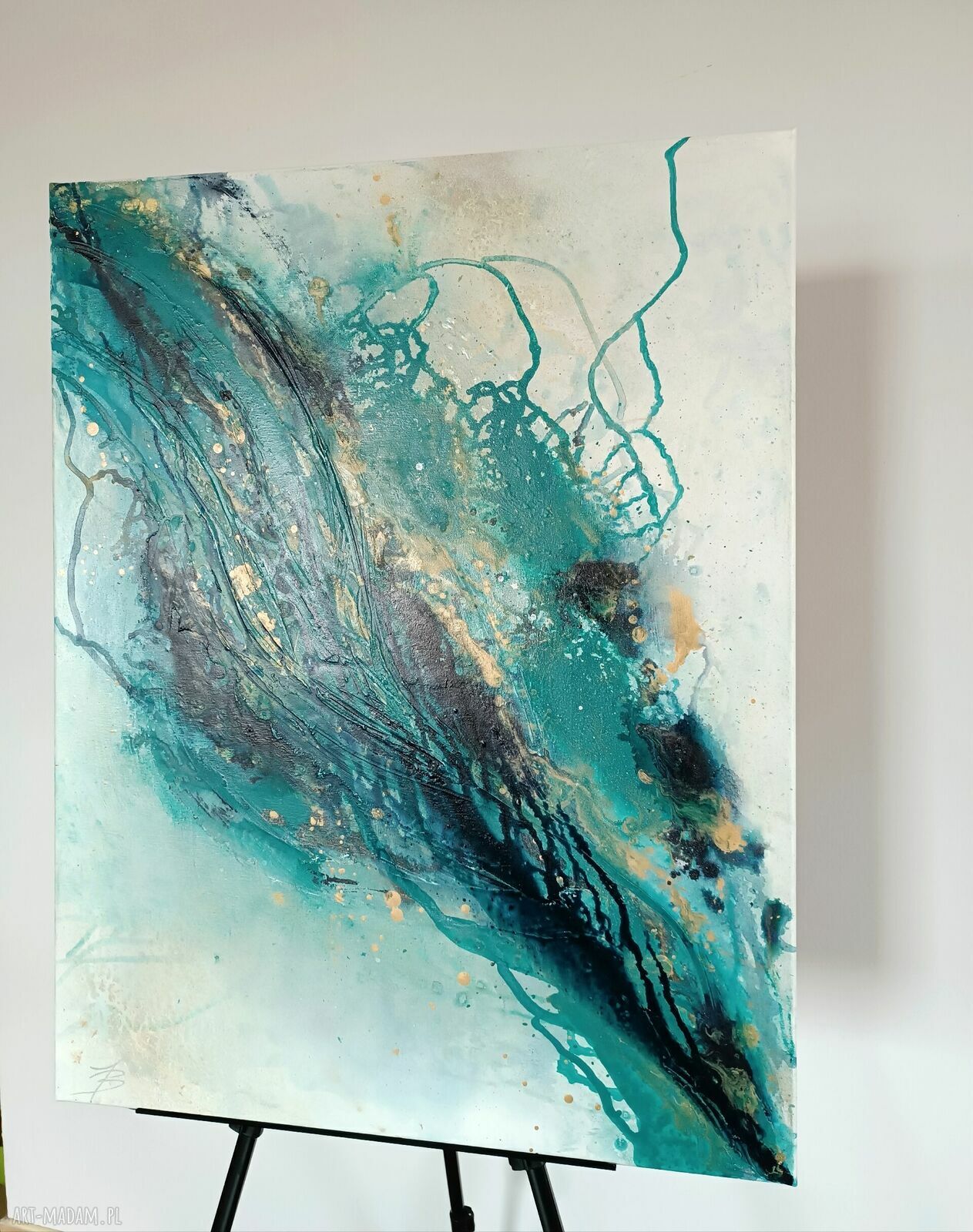 Żródło 70x90 cm - ręcznie malowany obraz abstrakcyjny do domu