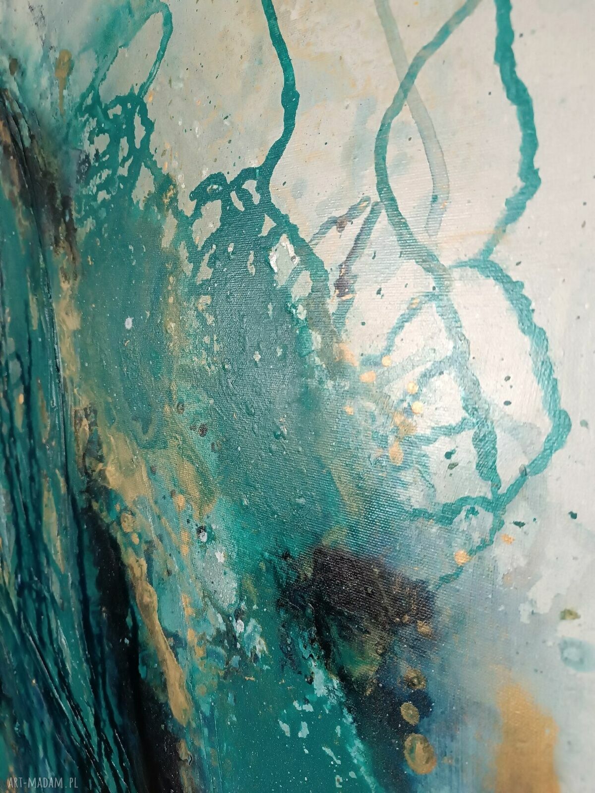 Żródło 70x90 cm - ręcznie malowany obraz abstrakcyjny do domu