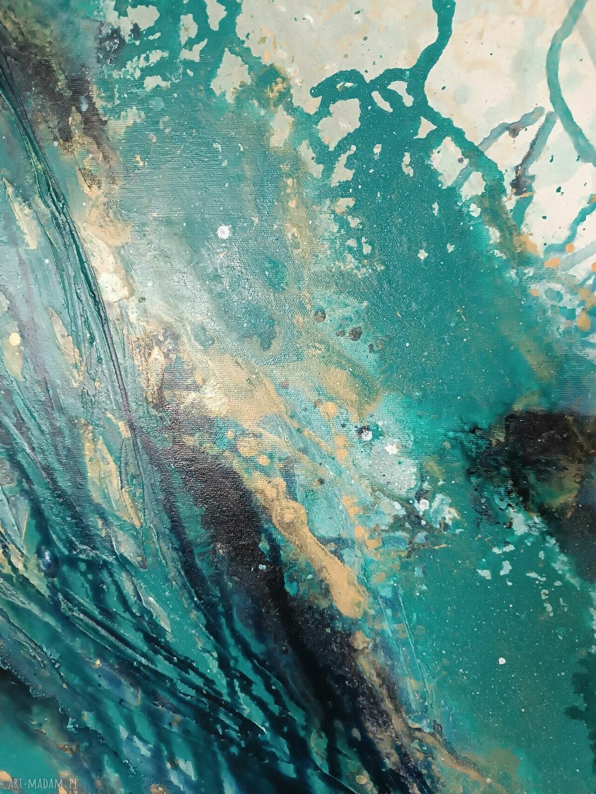 Żródło 70x90 cm - ręcznie malowany obraz abstrakcyjny do domu