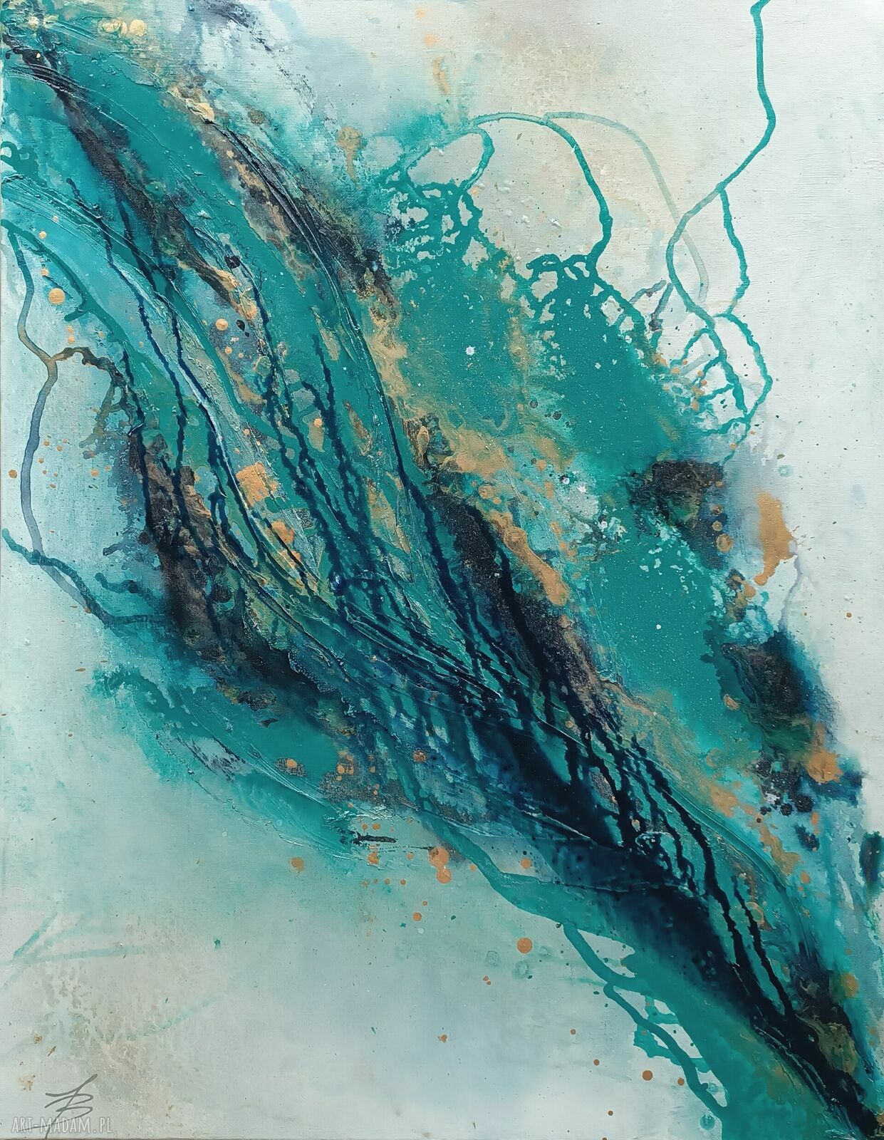 Żródło 70x90 cm - ręcznie malowany obraz abstrakcyjny do domu