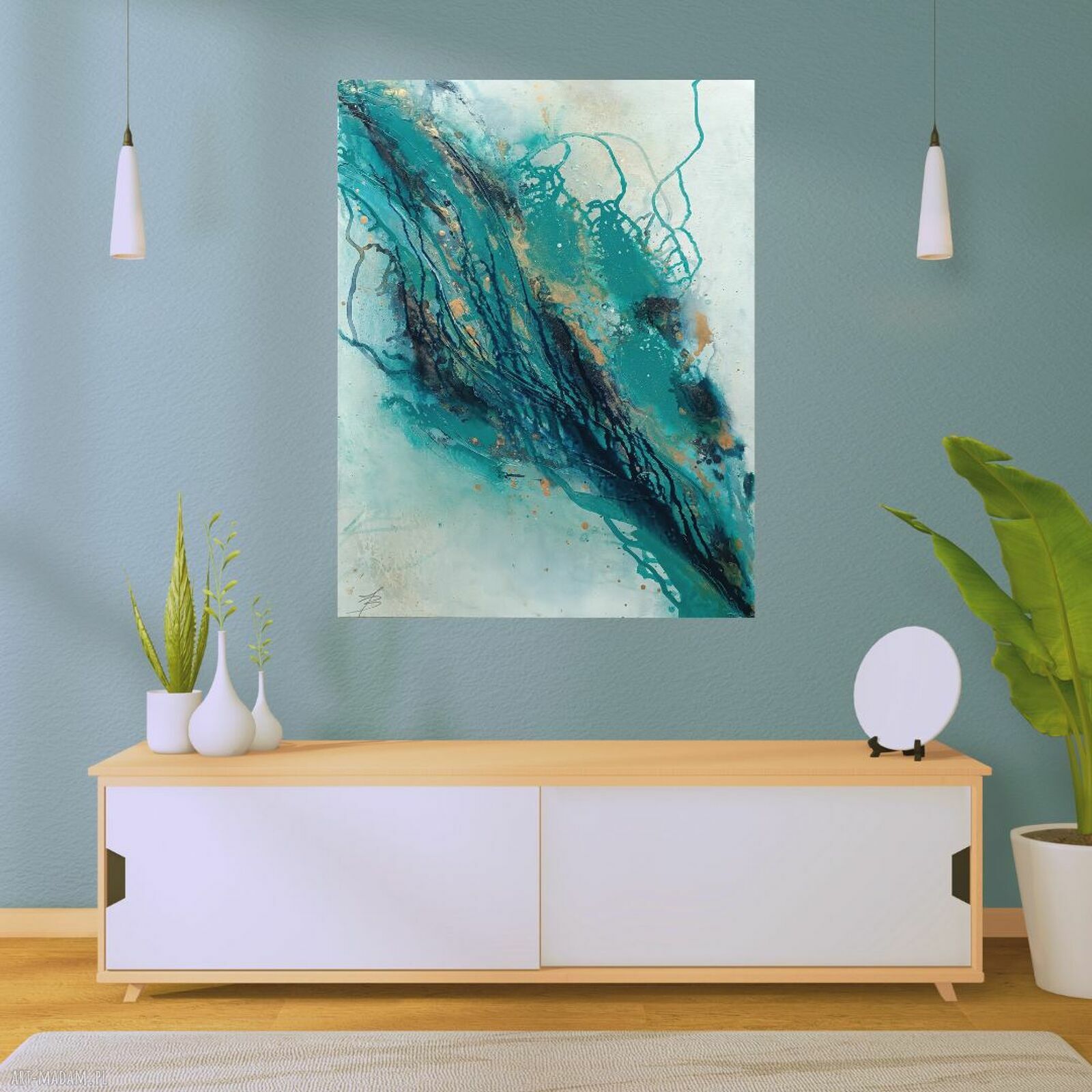 Żródło 70x90 cm - ręcznie malowany obraz abstrakcyjny do domu
