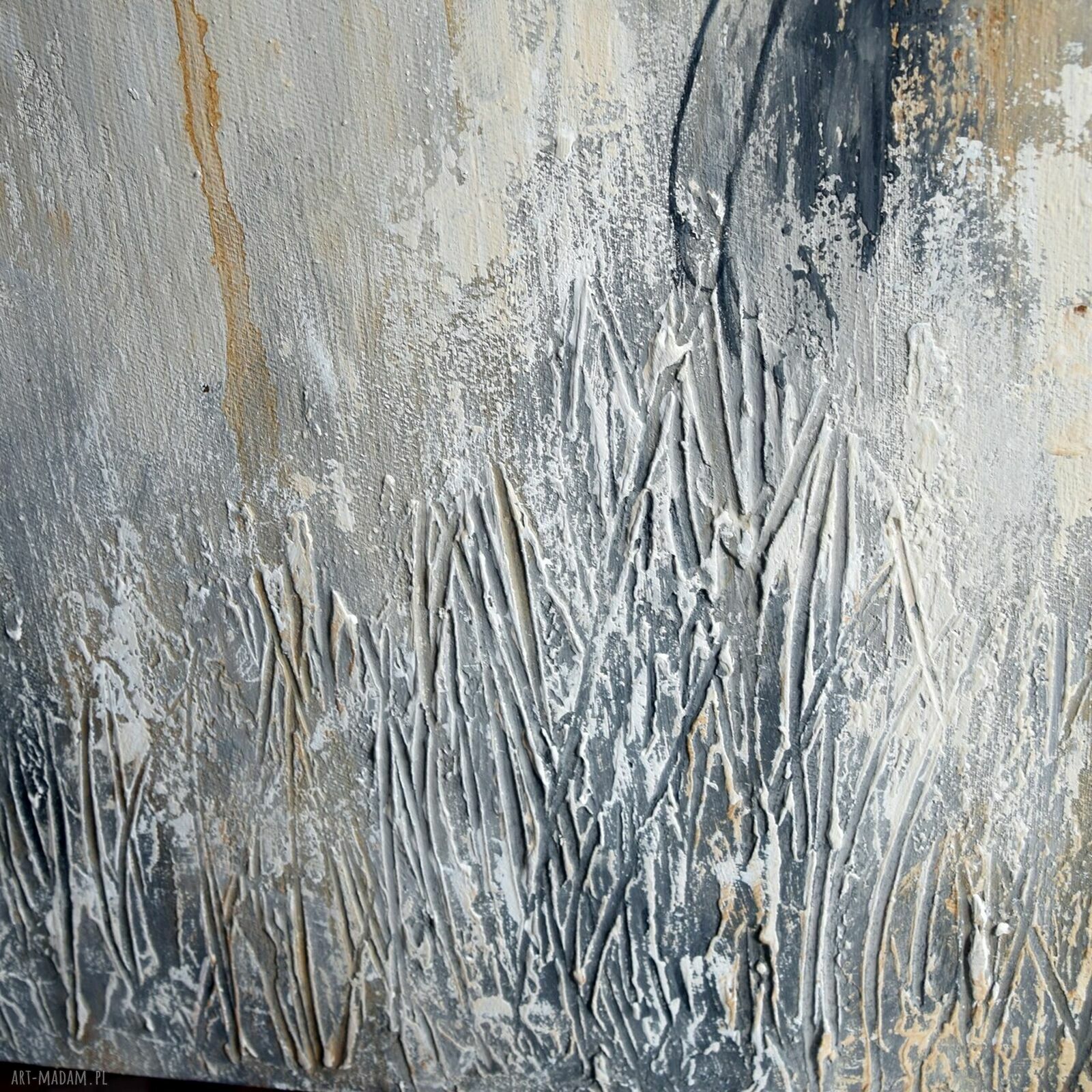 Żurawie 21 - ręcznie malowany obraz z ptakami do salonu na płótnie 50 x 70 cm