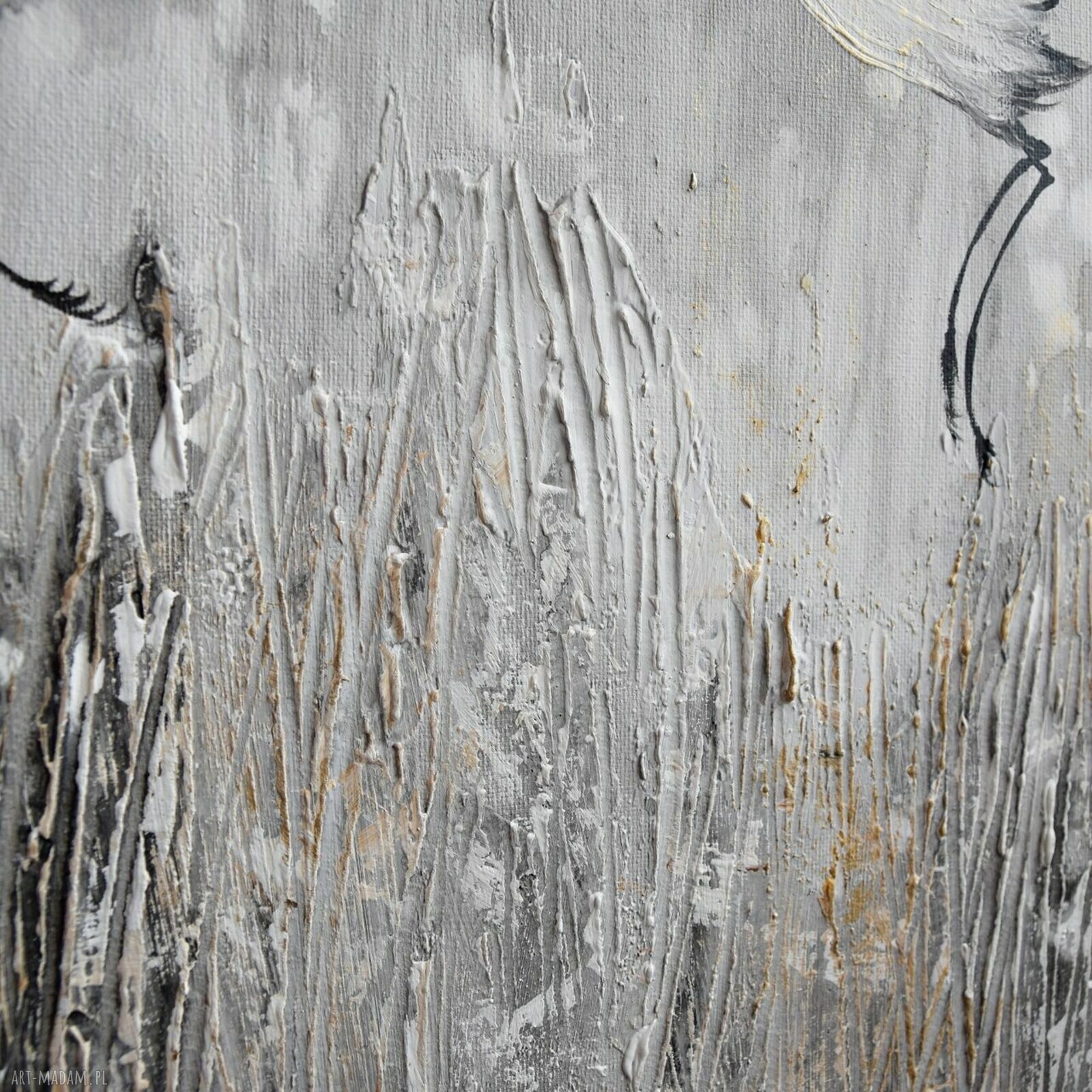 Żurawie 25 - obraz do salonu malowany na płótnie 100x70 cm