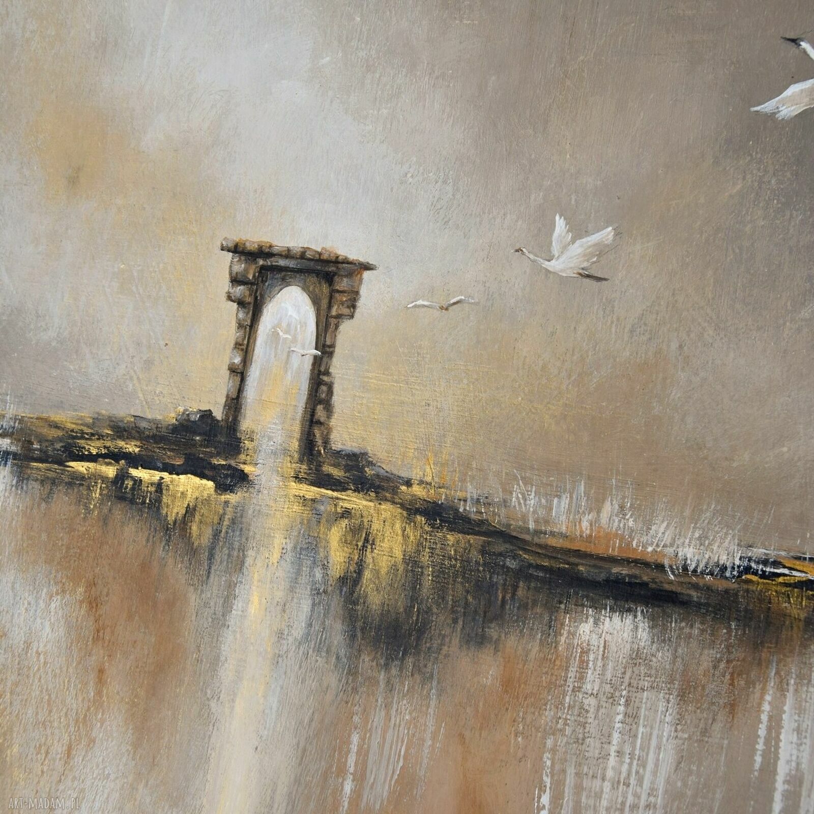 Żurawie - abstrakcyjny pejzaż w nowoczesnym stylu (50x70 cm)