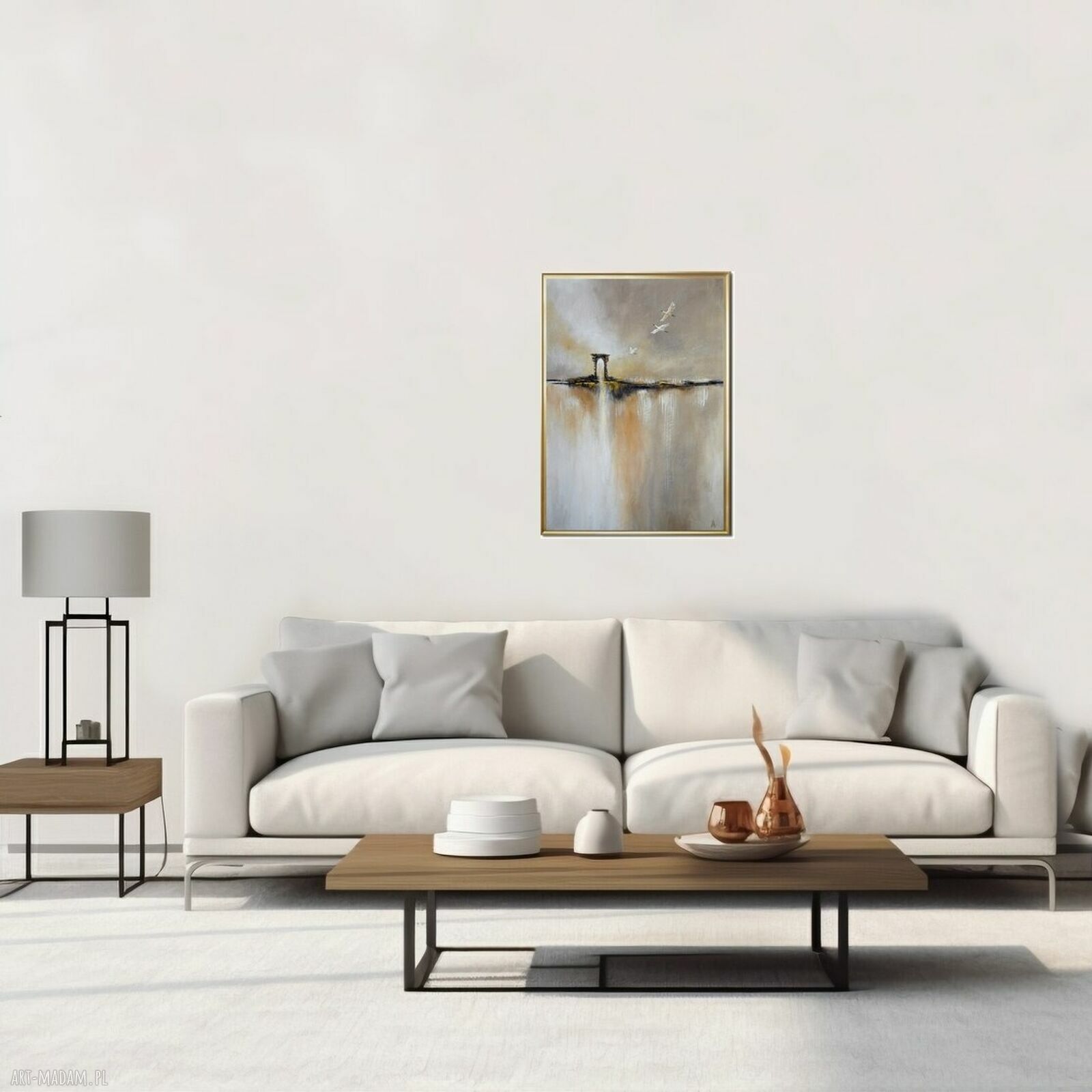 Żurawie - abstrakcyjny pejzaż w nowoczesnym stylu (50x70 cm)