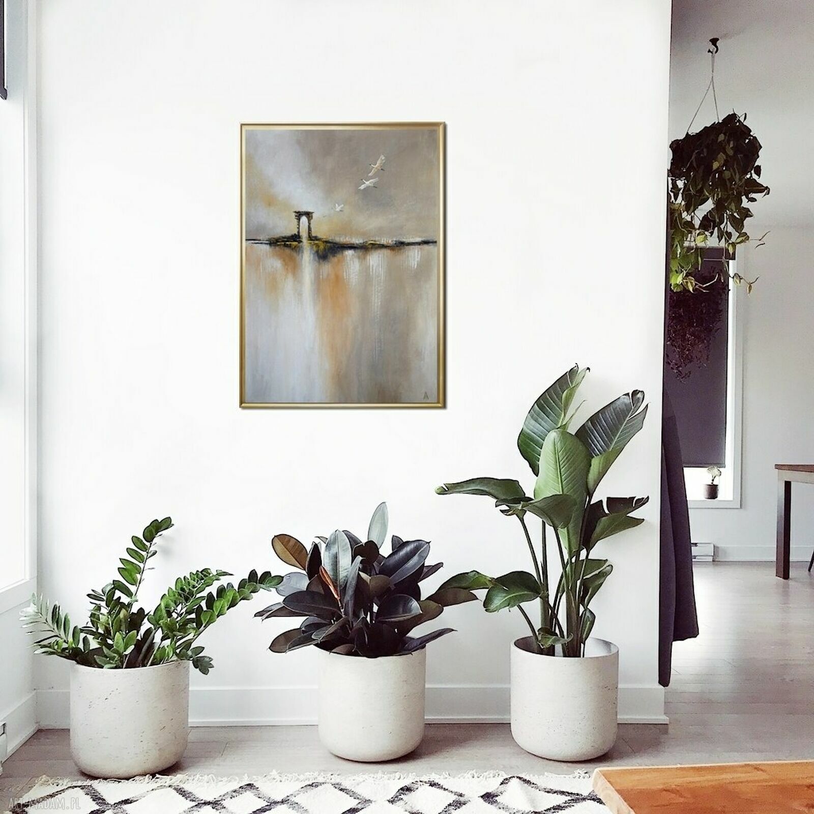 Żurawie - abstrakcyjny pejzaż w nowoczesnym stylu (50x70 cm)