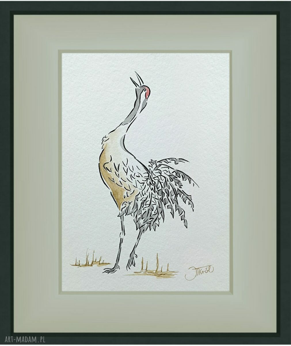 Żurawie - gra linii i kształtów, akwarela (oryginał 32 x 24 cm)
