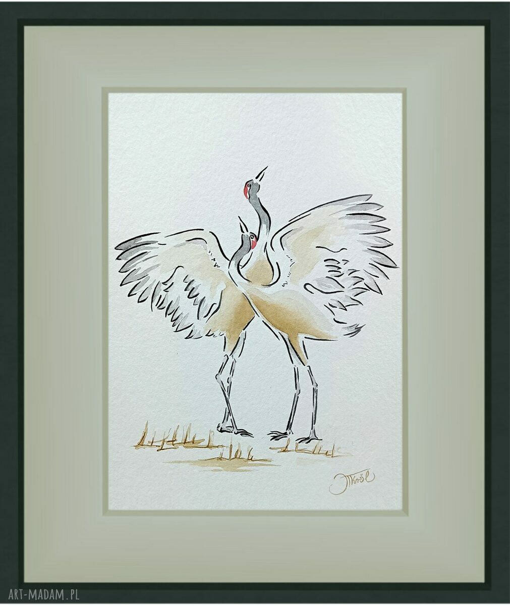 Żurawie - gra linii i kształtów, akwarela (oryginał 32 x 24 cm)