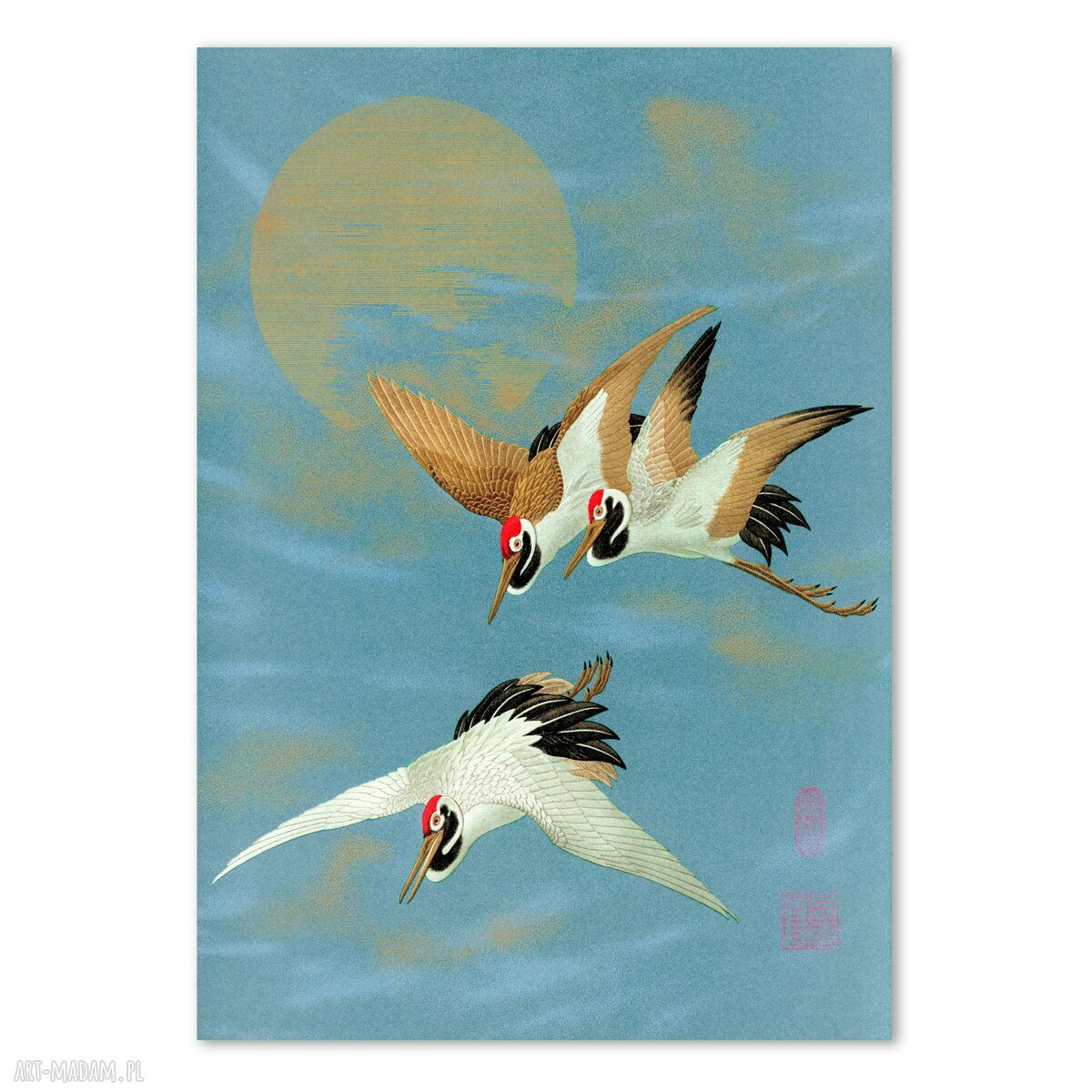 Plakat żurawie XXL w stylu sztuki japońskiej 61x91 cm (bez ram)