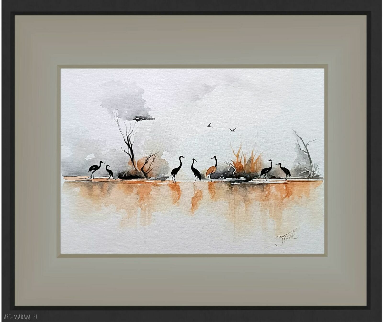 Żurawie ścieżki - akwarela 24x32 cm (oryginał)