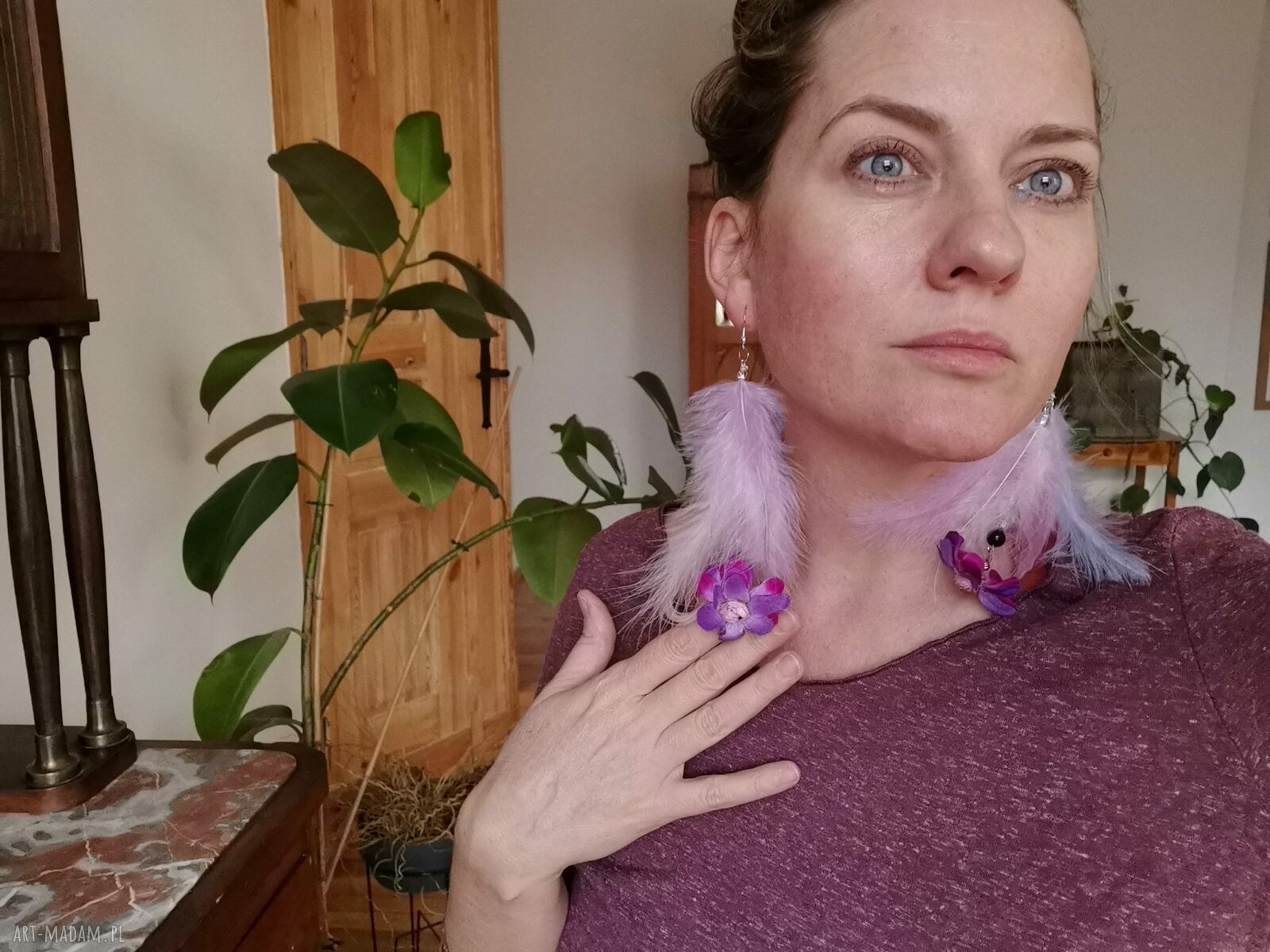 Kolczyki zwariowane bujne długie w stylu folk i boho - Ruda Klara