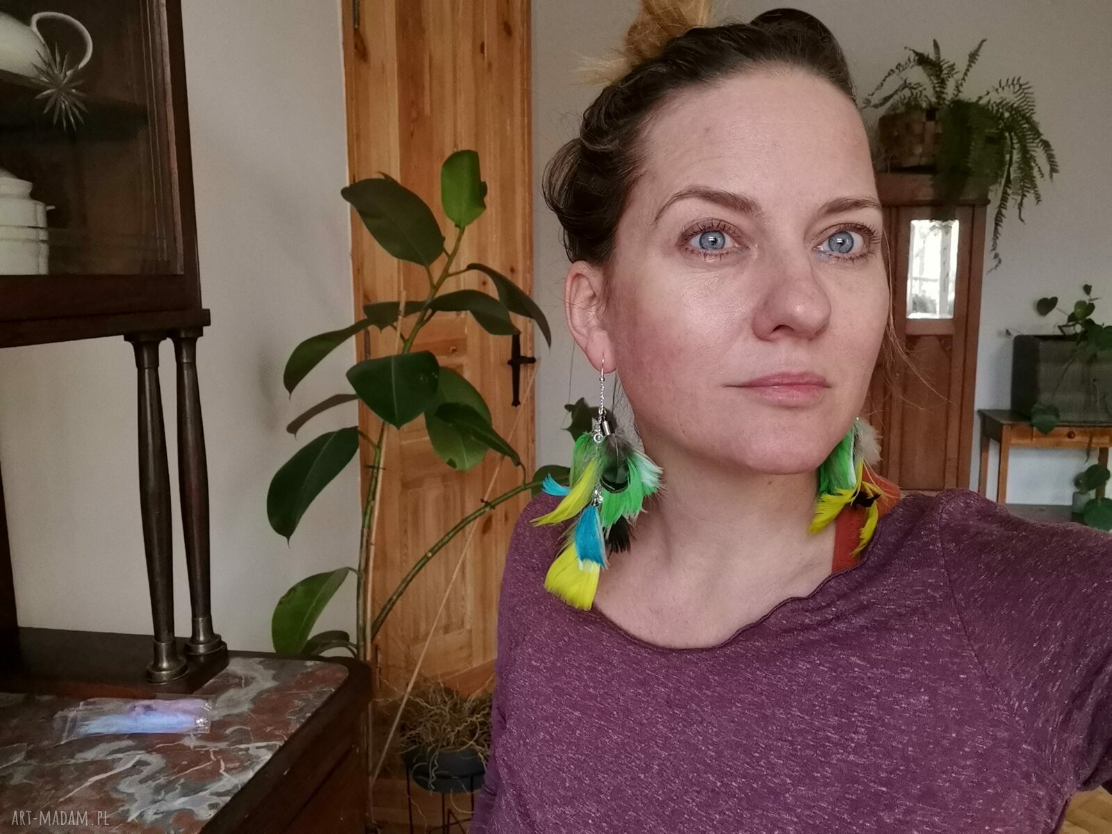 Kolczyki zwariowane bujne długie w stylu folk i boho - Frida