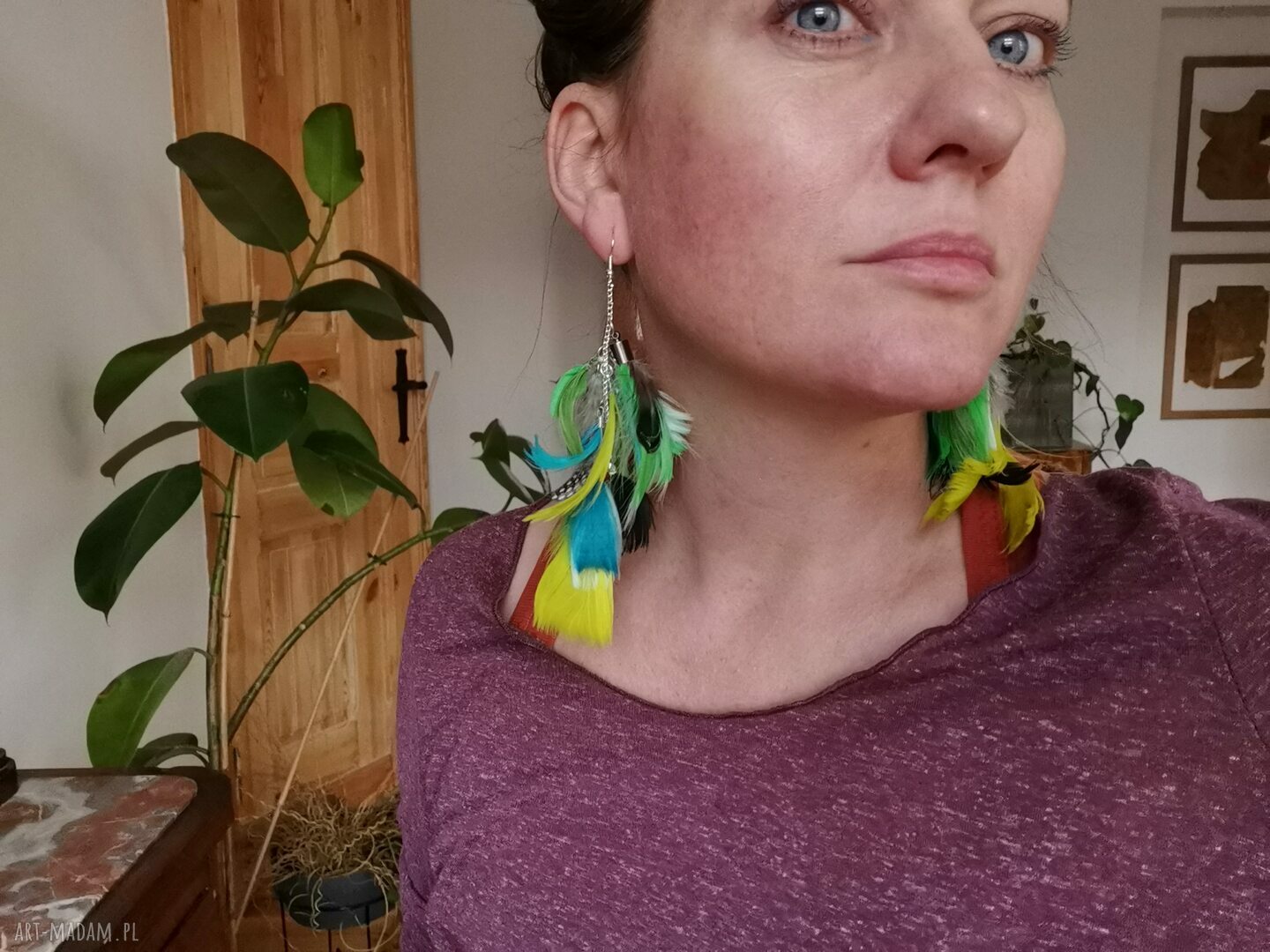 Kolczyki zwariowane bujne długie w stylu folk i boho - Frida