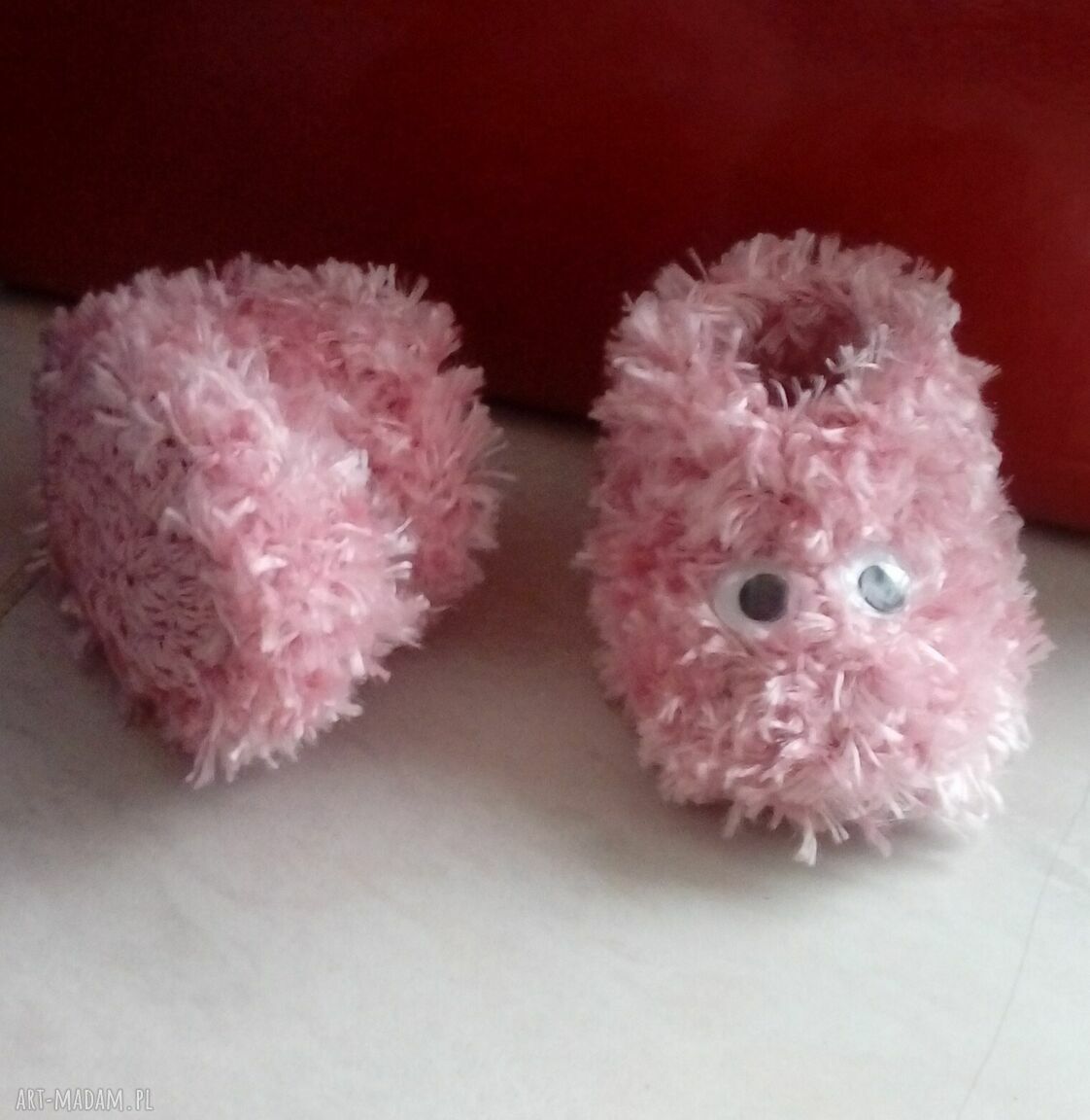 Buciki Zwierzaczki newborn - różowe skarpetki i buciki dla maluszka (ok. 9 cm)