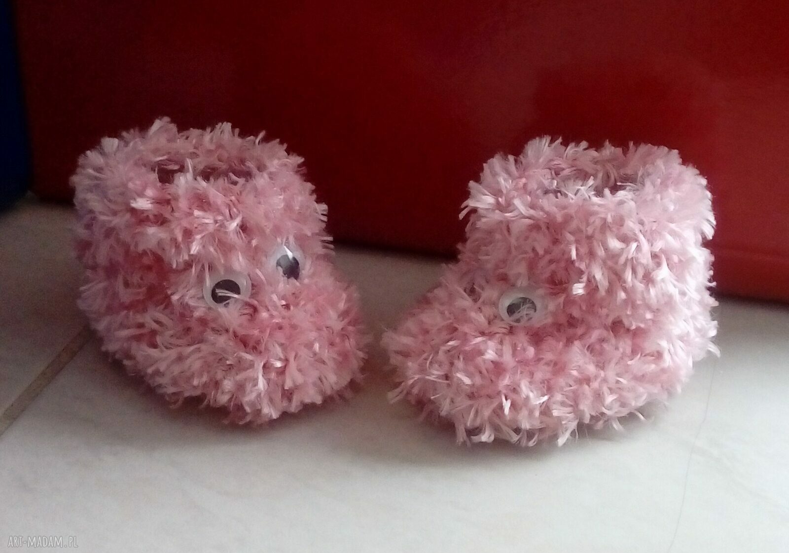 Buciki Zwierzaczki newborn - różowe skarpetki i buciki dla maluszka (ok. 9 cm)